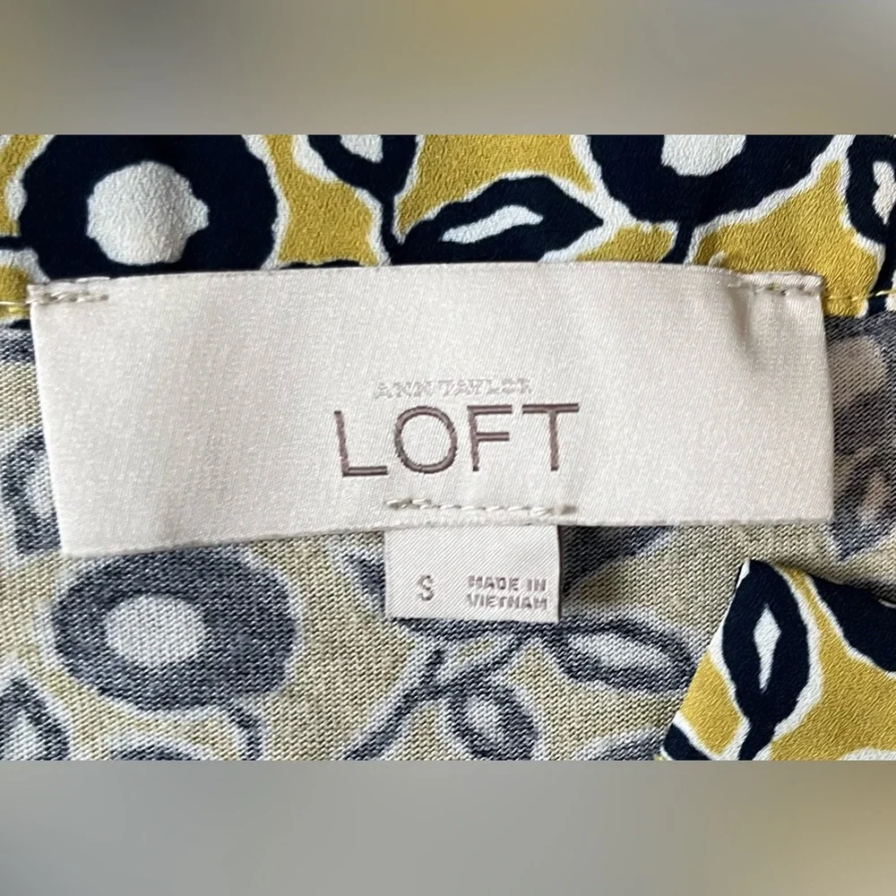 Ann Taylor LOFT Yellow and Black Floral Blouse size S - Picture 11 of 13